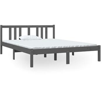 Rám postele sivý masívne drevo 140 × 190 cm, 814866