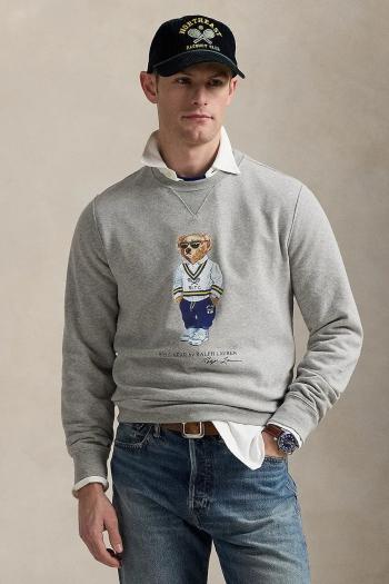 Mikina Polo Ralph Lauren pánska, šedá farba, s potlačou, 710973145