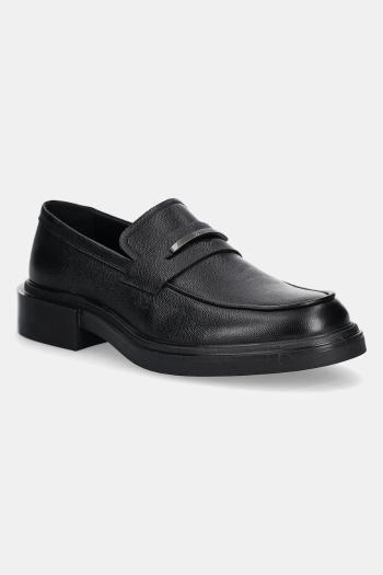 Kožené mokasíny Calvin Klein MOCCASIN CDR pánske, čierna farba, HM0HM01774