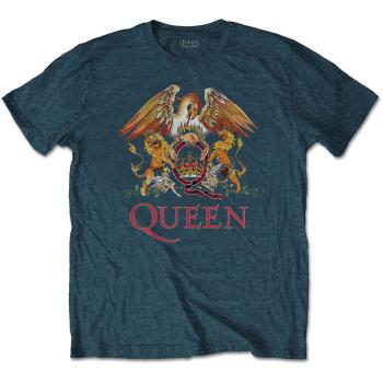 Queen tričko Classic Crest Modrá XXL