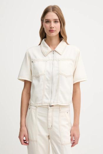 Košeľa Dkny béžová farba, voľný strih, s klasickým golierom, P5DAXB20