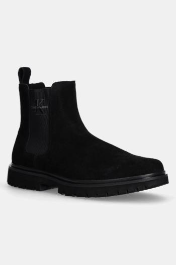 Kožené topánky chelsea Calvin Klein Jeans EVA BOOT MID CHELSEA ICONIC DR pánske, čierna farba, YM0YM01080