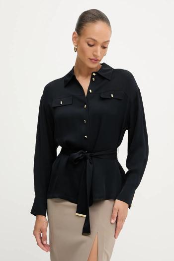 Košeľa Marciano Guess ANITA čierna farba, voľný strih, s klasickým golierom, 5YGH13 7356A