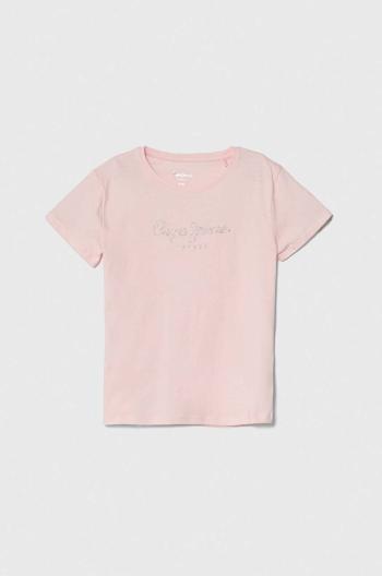 Detské bavlnené tričko Pepe Jeans NINA ružová farba