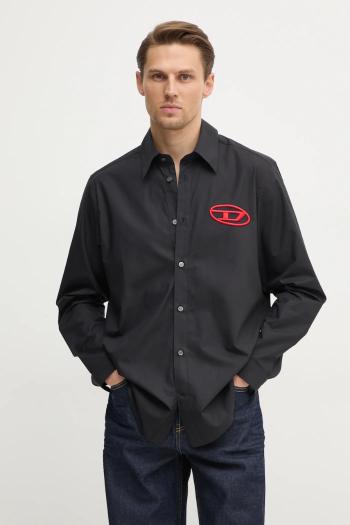 Bavlnená košeľa Diesel S-SIMPLY-D SHIRT pánska, čierna farba, regular, s klasickým golierom, A14634.0PCAL