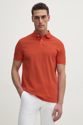 Polo tričko Tommy Hilfiger pánske, oranžová farba, vzorované, MW0MW17770