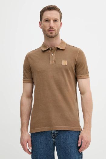 Bavlnené polo tričko United Colors of Benetton hnedá farba, jednofarebné, 3089U302D