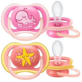 Avent Ultra Air Animals Veľryba/hviezdica ružová/oranžová,Philips AVENT Cumlík Ultra air pastel 6-18m dievča 2 ks