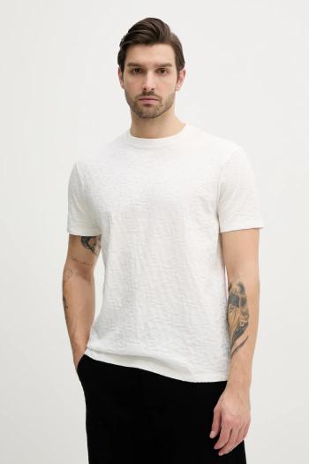 Bavlnené tričko Armani Exchange pánske, béžová farba, vzorované, XM000478 AF10337