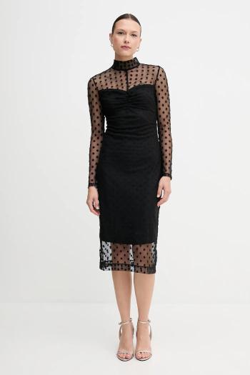 Šaty Sisley čierna farba, midi, priliehavé, 4S3DLV071