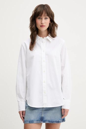 Bavlnená košeľa Guess Jeans dámska, biela farba, regular, s klasickým golierom, W4YH68 WGCF1