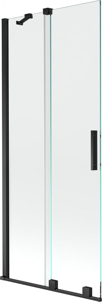 MEXEN/S - Velar Dvojkrídlová posuvná vaňová zástena 85 x 150, transparent, čierna 896-085-000-01-70