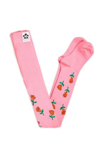 Detské pančuchy Mini Rodini Roses ružová farba, 2516010928
