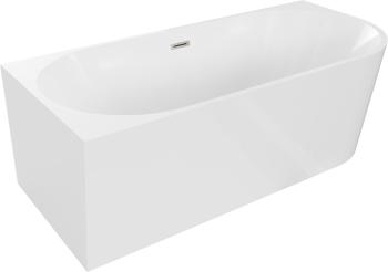 MEXEN/S - Mia voľne stojaca rohová vaňa ľavá 150 x 75, biela, sifón a prepad nikel kartáčovaná 52691507500L-97