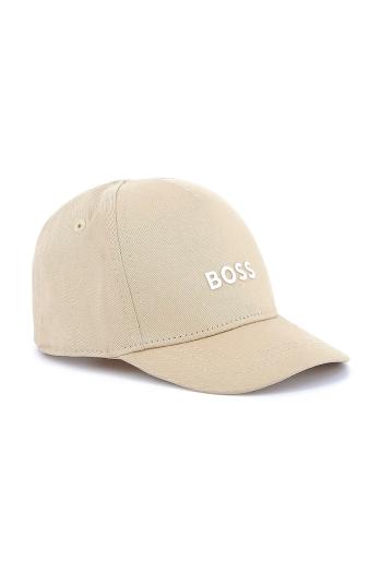 Detská bavlnená šiltovka BOSS béžová farba, jednofarebná, J51693