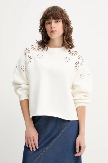Mikina Levi's LEO RAW CUT CREW béžová farba, s nášivkou, A8793