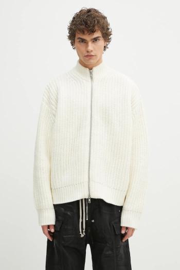 Kardigán s prímesou vlny MKI MIYUKI ZOKU Chuky Rib Knit Track Jacket pánsky, béžová farba, CHUKY.RIB.KNIT.TRACK.J.
