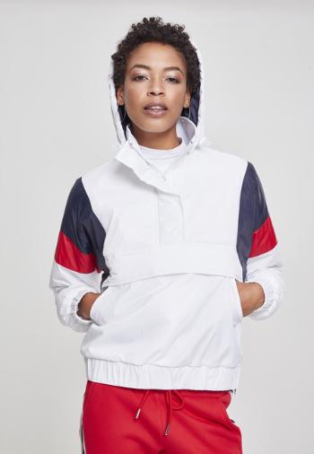 Urban Classics Ladies 3-Tone Padded Pull Over Jacket white/navy/fire red - XS