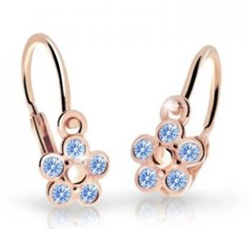Cutie Jewellery Detské kvietkové náušnice z ružového zlata C2744-10-X-4 svetlo modrá