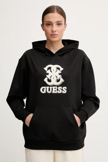 Mikina Guess CARMEN čierna farba, s kapucňou, s nášivkou, V5YQ01 KCX22