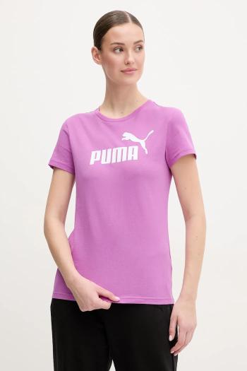 Bavlnené tričko Puma dámske, fialová farba, 682371