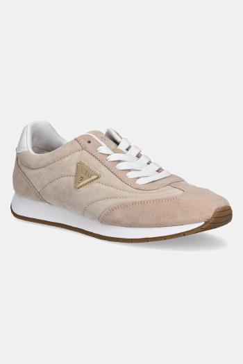 Semišové tenisky Guess JOGGIN2 dámske, béžová farba, FLJJO2 LEA12