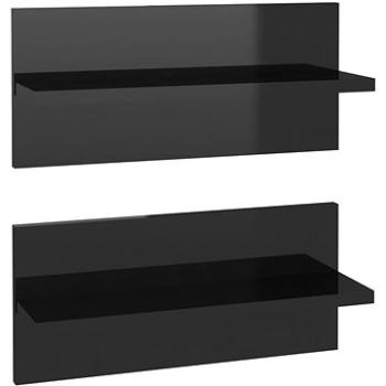 Shumee - Nástenné 2 ks čierne s vysokým leskom 40×11,5×18 cm, 807311
