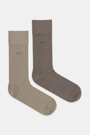 Ponožky Calvin Klein 2-pak pánske, hnedá farba