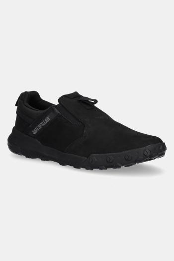 Nubukové tenisky Caterpillar HEX READY SLIP ON pánske, čierna farba, P726106