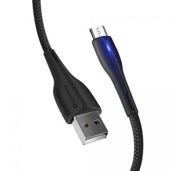 COLORWAY CABLE USB - MICROUSB (PVC+LED) 2.4A 1M BLACK (CW-CBUM034-BK)