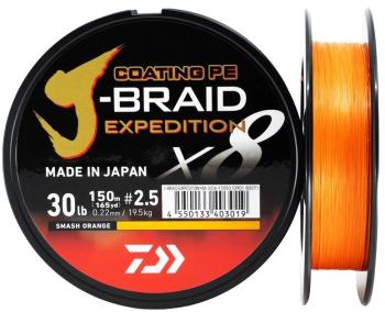 Daiwa splietaná šnúra j-braid exped. x8e 3000m smash oranžová - 0,24 mm 22,2 kg