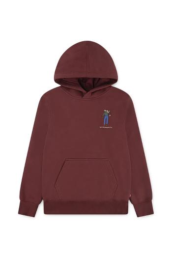 Detská mikina Levi's SADDLE MAN HOODIE bordová farba, s kapucňou, jednofarebná, 8EN717