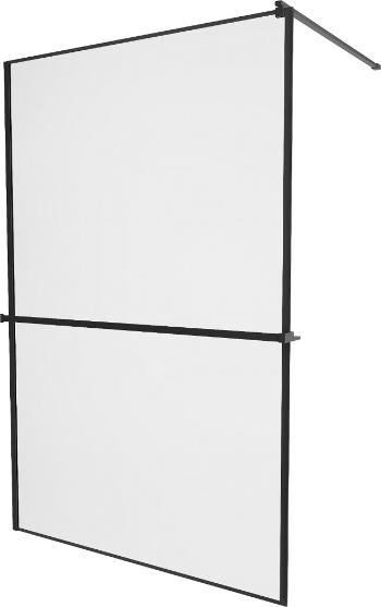 MEXEN/S - KIOTO Sprchová zástena WALK-IN s poličkou a držiakom uterákov 70 x 200, transparent/čierna 8 mm, čierna 800-070-121-70-70