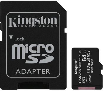 Paměťová karta micro SDHC KINGSTON 64GB Canvas Select Plus A1 CL10 100MB/s + adapter