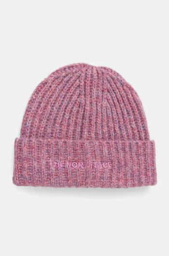 Čiapka s prímesou vlny The North Face Fohair Cabin Beanie ružová farba, NF0A887T0MO1