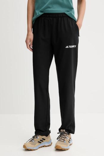 Turistické nohavice adidas TERREX Liteflex čierna farba, rovný strih, stredne vysoký pás, JF3693