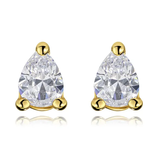 Náušnice zo 14K žltého zlata s čírym zirkónom v tvare slzy