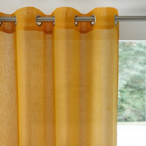 Jednofarebná voálová záclona s efektom ľanu