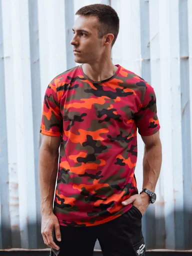 Pánske oranžové camo tričko Dstreet RX5592