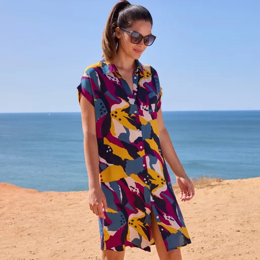 Krátke košeľové šaty s potlačou