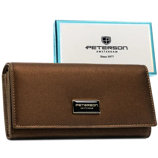 Hnedá dámska peňaženka z prírodnej a ekologickej kože s RFID ochranou - Peterson