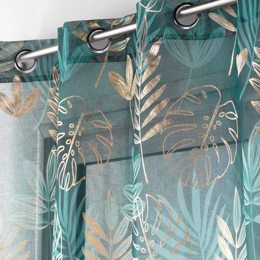 Záclona s metalickou potlačou palmových listov