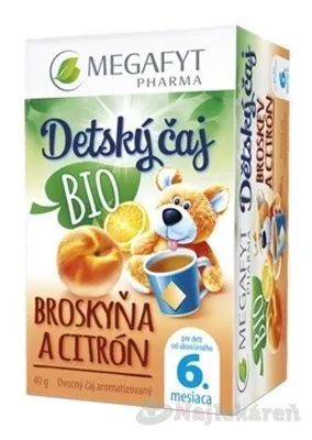 MEGAFYT Detský čaj BIO BROSKYŇA A CITRÓN, 20x2g (40g)