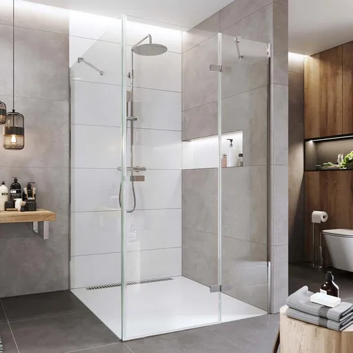 Mereo Sprchovací kút, Novea, obdĺžnik, pántový, 80x90 cm, chróm ALU, sklo Číre, dvere pravé a pevný diel CK10115ZP