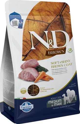 Farmina N&D dog BROWN (GF) adult med/max, spirulina & carrot, lamb 2 kg