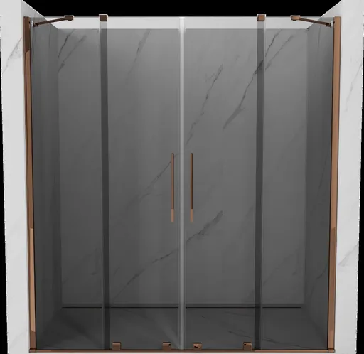 MEXEN/S - Velar Duo posuvné sprchové dvere 180, grafit, ružové zlato 871-180-000-42-60