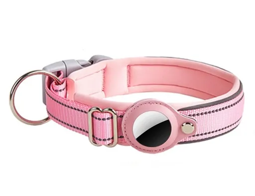 PROTEMIO GLOWY PAW Reflexný obojok pre Apple AirTag VEĽKOSŤ: M - ružový