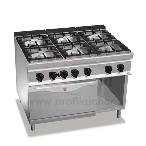 BERTO´S  Plynový sporák s plynovou rúrou BERTO´s, 6horákov, GN 2/1 - 7,8 kW