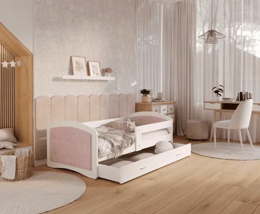 ArtAJ Detská posteľ MAGGIE G s matracom | 80 x 180 cm | biela/ ružová