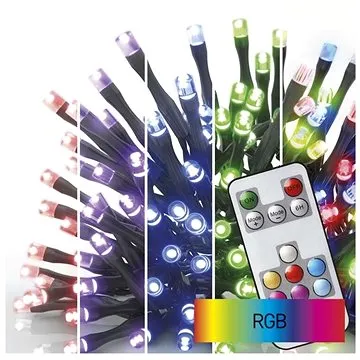 EMOS LED vianočná reťaz, 12 m, vonkajšia a vnútorná, RGB, ovládač, programy, časovač (D4AA03)